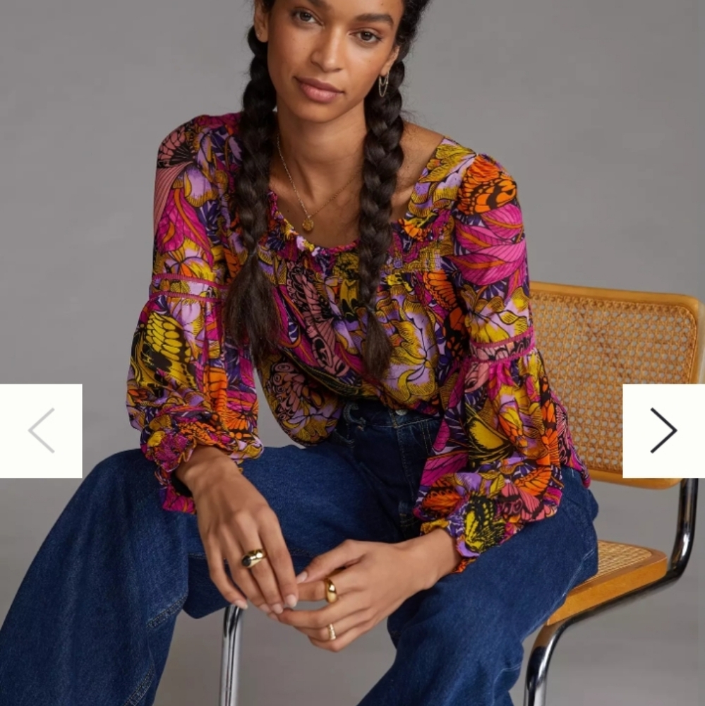 ANTHROPOLOGIE ALEXANDRA FARMER PUFF SLEEVE BLOUSE